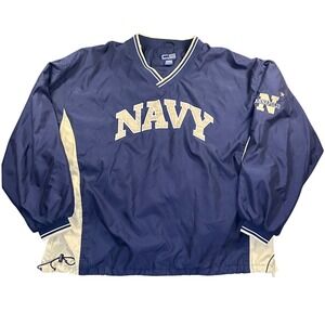 Vintage Crable Sportswear Navy Annapolis Windbreaker Pullover Blue Gold XXL